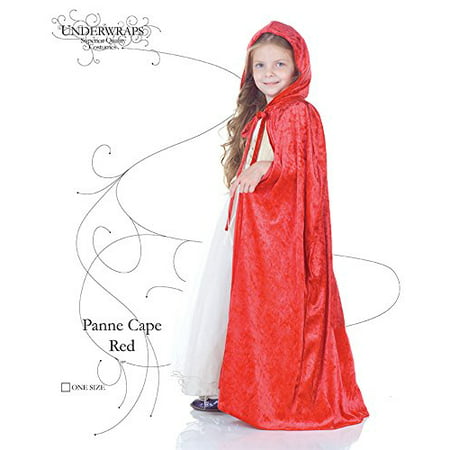 Red Panne Velvet Cape Hooded Cloak Robe Christmas Child Costume Accessory Hood 